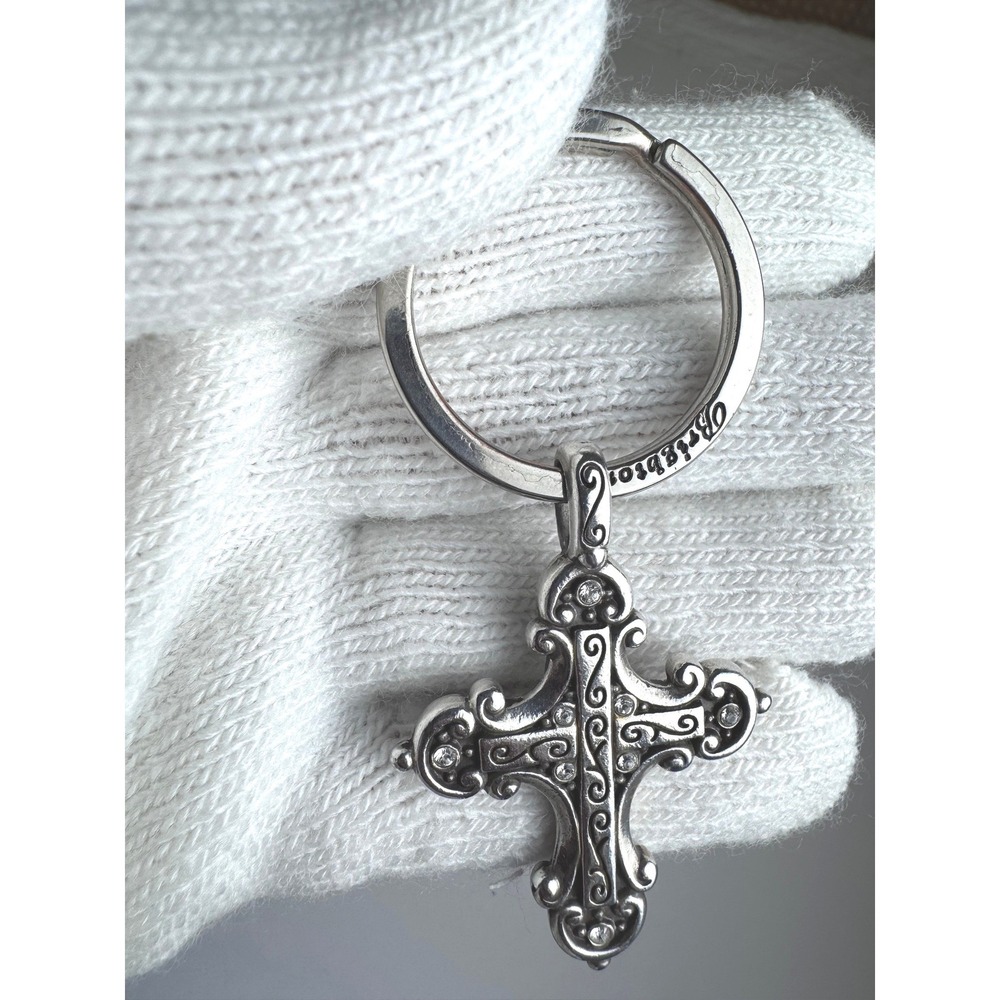 Brighton Silver Tone Divinity Cross Key Fob Ornate Scrollwork Keychain Charm - Picture 11 of 11